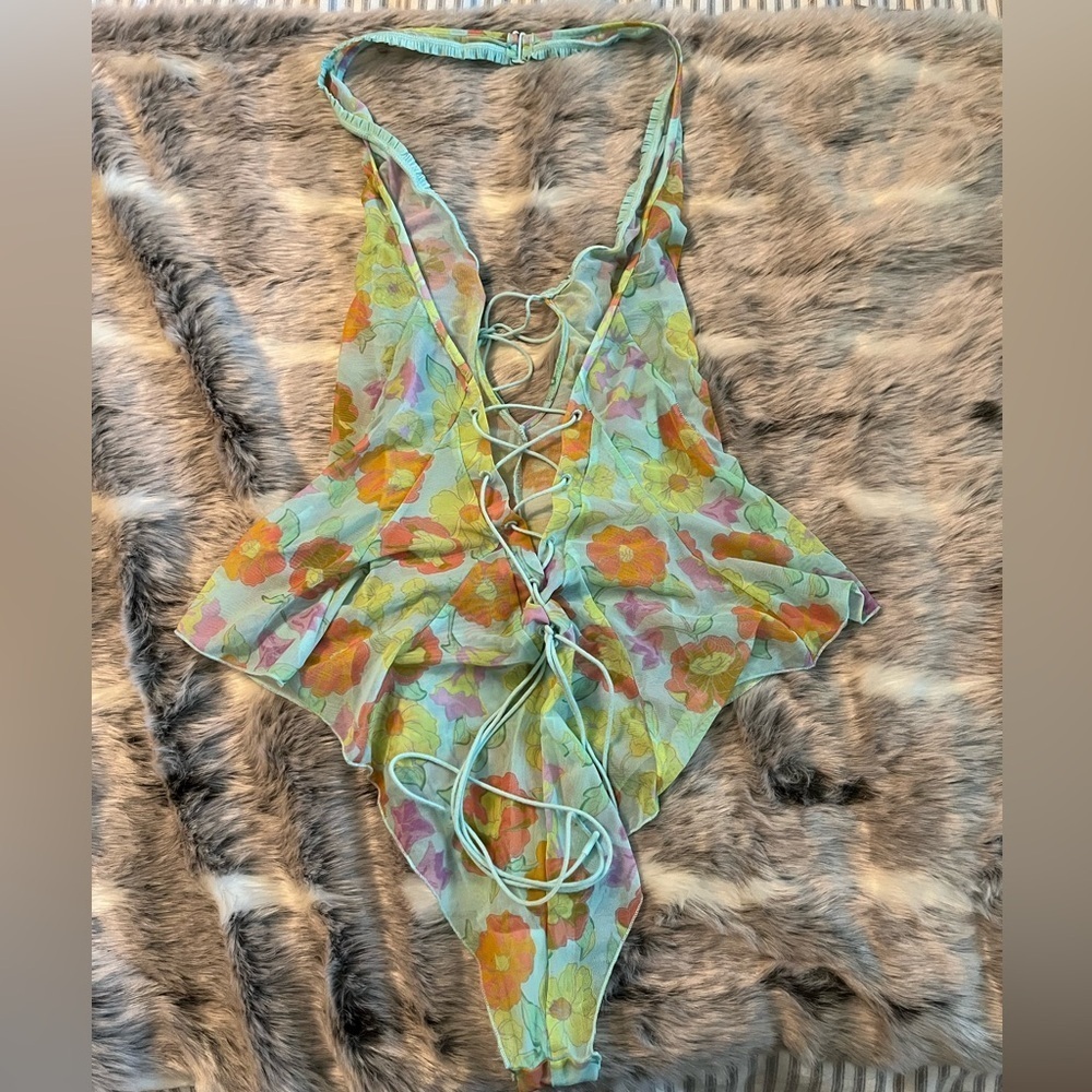 Savage X Fenty Free Spirit floral mesh teddy sz XL Extra large - Picture 5 of 6